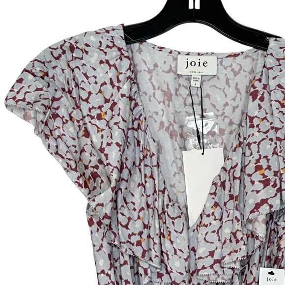 Joie Blue Floral Print Nell Silk Blend Ruffle Jumpsuit | Size 4 - Picture 5 of 11